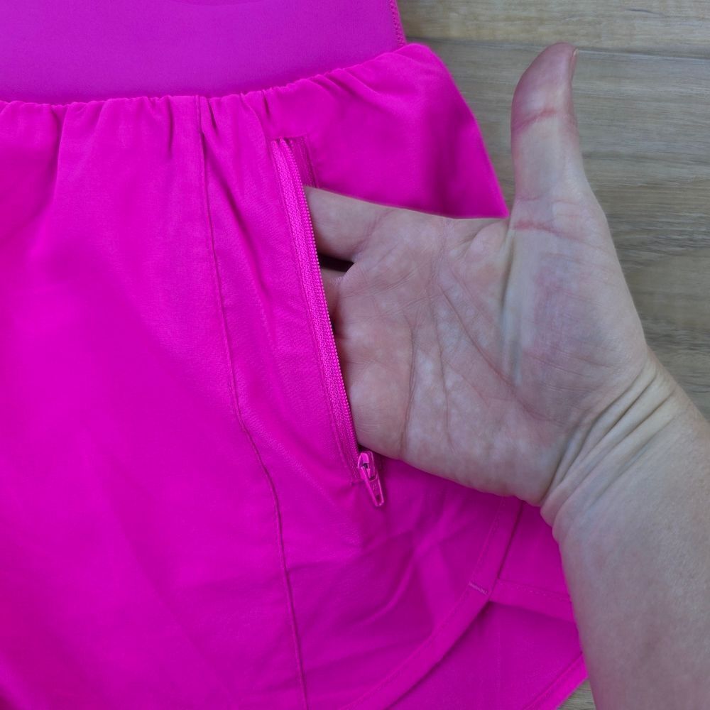💬☔️🔥NWT Neon Pink High Waist Running Shorts Medium - Picture 9 of 11